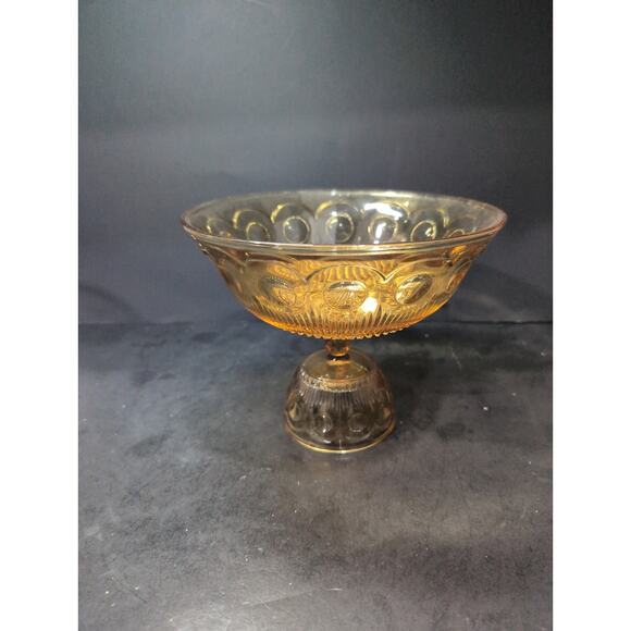 Bartlett‎ Collins Amber Compote Pedestal Bowl, Generieve Manhattan, Serving Bowl - Picture 1 of 11